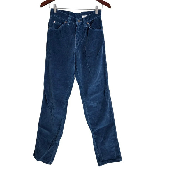 Levi's Strauss 952 Straight Leg Women Corduroy Orange Tab Pants M Blue - Picture 1 of 6